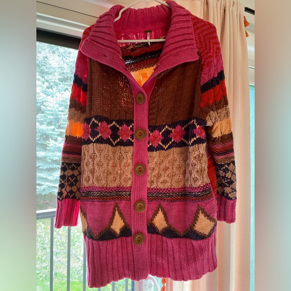 Free People Argyle Oversized Cardigan - Picture 2 of 5